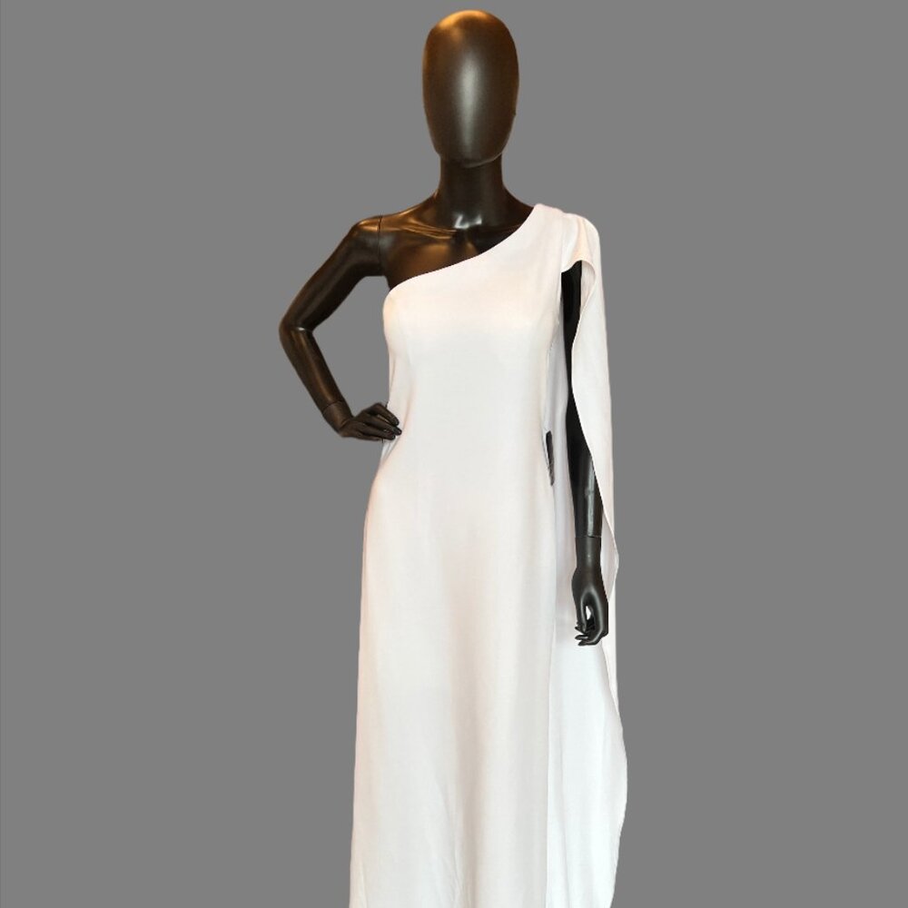 JJs House Elegant One-Shoulder White Wedding Dress